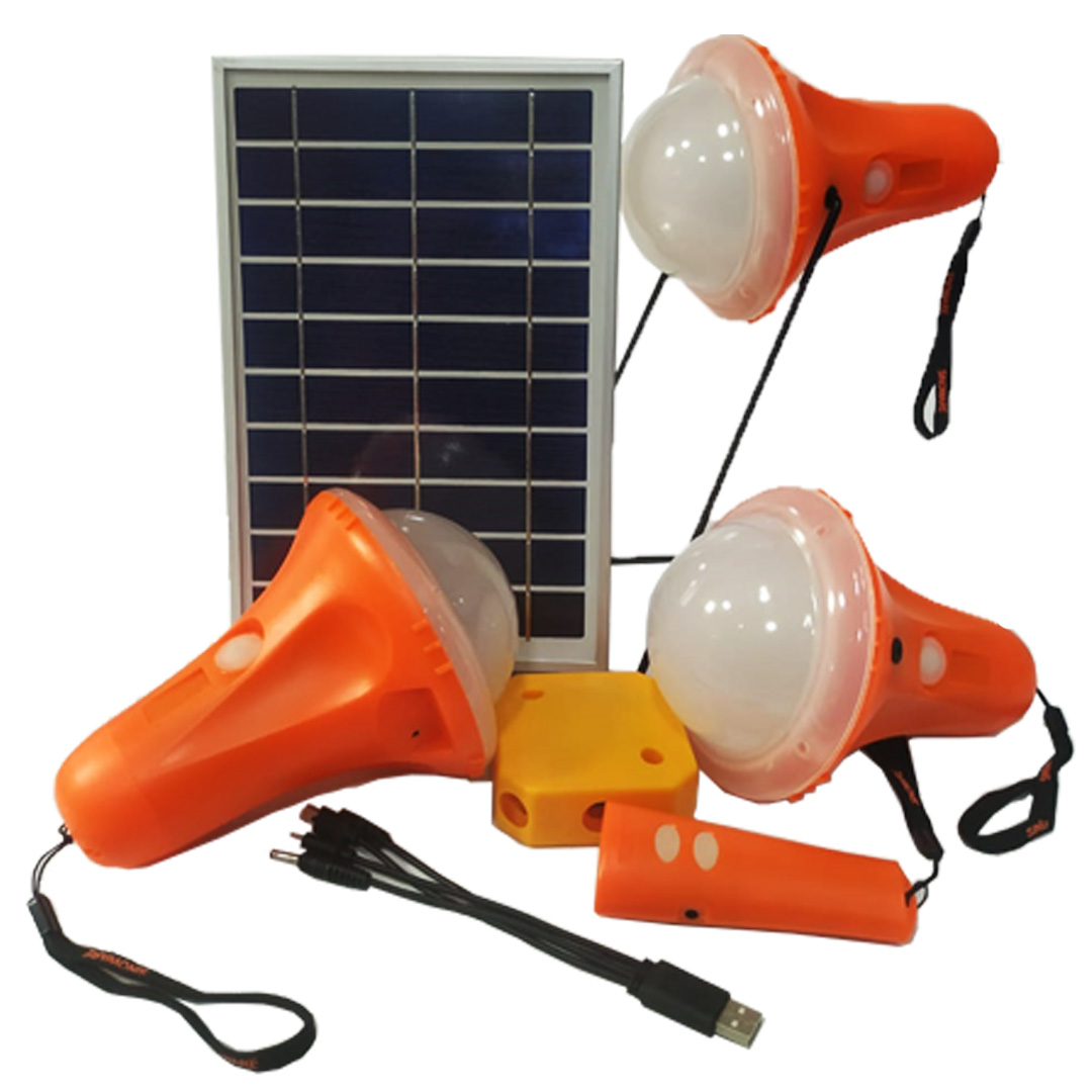 Kit de lampara y linterna led recargable con panel solar – Puntohome